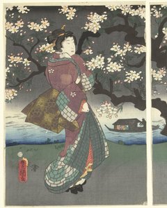 Iltakävely joen varrella tekijältä Utagawa Kunisada (I)
