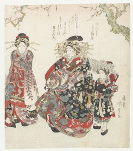 Kurtisaani ja kaksi piikaa tekijältä Utagawa Kunisada (I)