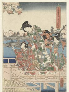 Kevätjuhla Itä-Genjille Azuma Genji hana no yuen (otsikko esineessä) tekijältä Utagawa Kunisada (I)