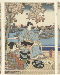 Kevätjuhla Itä-Genjille Azuma Genji hana no yuen tekijältä Utagawa Kunisada (I)