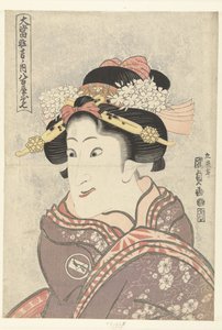 Iwai Hanshiro V hahmona Yaoya Oshichi Yaoya Oshichi (nimi esineessä) Erittäin menestyneistä näytelmistä (sarjan nimi) Oatari kyogen no uchi (sarjan nimi esineessä) tekijältä Utagawa Kunisada (I)