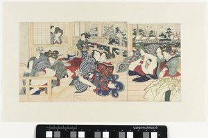 Rakkausparit terassilla talvella tekijältä Utagawa Kunisada (I)