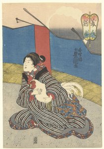 Kauniita kukkotaistelussa Bijin toriawase (otsikko esineessä) tekijältä Utagawa Kunisada (I)