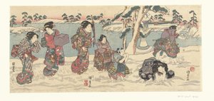 lumipallojen heittely tekijältä Utagawa Kunisada (I)