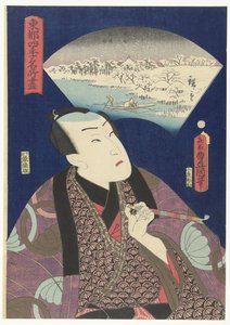 Sumida-joki talvella Valikoima kuuluisia paikkoja Edossa neljän vuodenajan aikana. (sarjan nimi) Toto shiki meisho tsukushi (sarjan nimi esineessä) tekijältä Utagawa Kunisada (I)