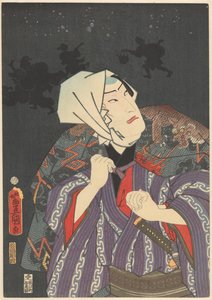 Tokijirô palomiehen takissa tekijältä Utagawa Kunisada (I)