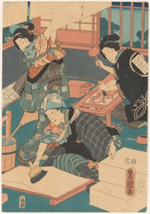 Naiset tekevät kuvia (keskiosa) tekijältä Utagawa Kunisada (I)
