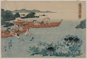 Abalone Divers Issen rannikolla nimettömästä maisemasarjasta tekijältä Utagawa Kunisada
