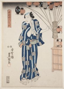 Lyhtymyyjä (Andon-uri) (värillinen puupainatus) tekijältä Utagawa Kunisada