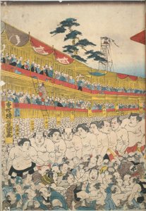 Kuvia Suuresta Sumo-festivaalista tekijältä Utagawa Kunisada