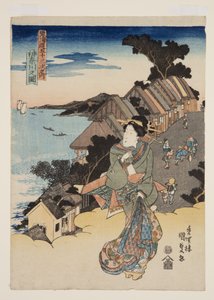 Näkymä Kanagawalle (Kanagawa no zu) (värillinen puupainatus) tekijältä Utagawa Kunisada