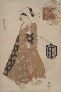 Vierailemassa Komachissa modernilta nuorelta Komachilta tekijältä Utagawa Kunisada