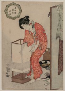 Woman Putting Out a Light (sarjasta Modern Customs: Frost Beneath the Stars) tekijältä Utagawa Kunisada