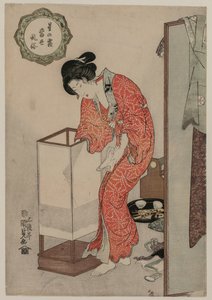 Woman Putting Out a Light sarjasta Modern Customs: Frost Beneath the Stars, c. 1820. tekijältä Utagawa Kunisada