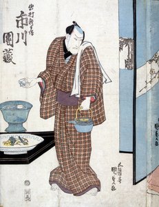 Japanilainen tarjoilee teetä - Kounisadalta tekijältä Utagawa Kunisada II