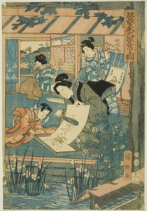 Suuri vauraus silkkitilalla (Kaikoya Daihanjono Zu) tekijältä Utagawa Kunisato