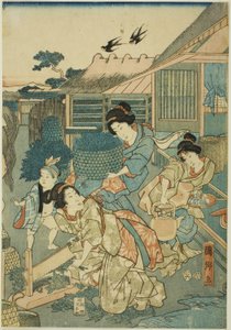 Suuri vauraus silkkitilalla (Kaikoya Daihanjono Zu) tekijältä Utagawa Kunisato