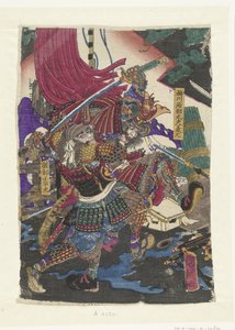 Taistelevat miehet tekijältä Utagawa Kunitsuna