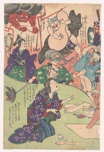 Dona agenollada Otsu-e (títol de la sèrie) acabat tekijältä Utagawa Kuniyoshi (possibly)