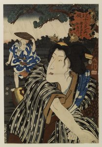 Bandō Shūka I vaimo Otatsun roolissa tekijältä Utagawa Kuniyoshi