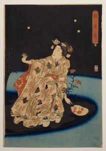 Tulikärpästen pyydystäminen illan viileydessä tekijältä Utagawa Kuniyoshi