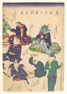 Handwerker bei den zwölf Tierkreiszeichen tekijältä Utagawa Kuniyoshi