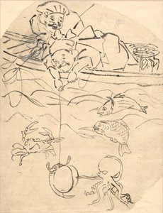 Daikoku ja Ebisu, kaksi seitsemästä onnenjumalasta tekijältä Utagawa Kuniyoshi