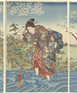 Ide Tama -joki Yamashirossa, maakunnassa tekijältä Utagawa Kuniyoshi