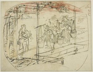 Suolaveden kerääminen rannalla tekijältä Utagawa Kuniyoshi
