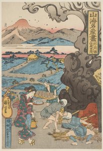 Hizen: 1833 (puupiirros, muste ja väri paperille). tekijältä Utagawa Kuniyoshi