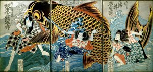Iwai Kumesaburō II hahmona Katsushika no Ojū tekijältä Utagawa Kuniyoshi
