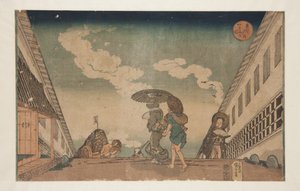 Kasumigaseki (värillinen puupainatus) tekijältä Utagawa Kuniyoshi