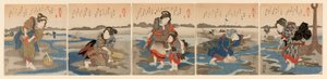 Low Tide at Susaki - A Set of Five (Shiohi goban no uchi) tekijältä Utagawa Kuniyoshi