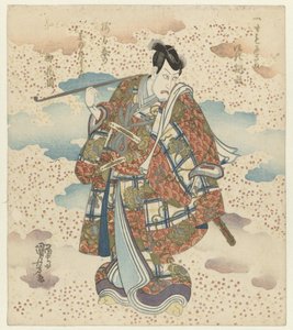 Mies pitkällä piipulla tekijältä Utagawa Kuniyoshi