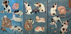 Kissojen kuvittamat sananlaskut (Tatoe zukushi no uchi), n. 1852 tekijältä Utagawa Kuniyoshi
