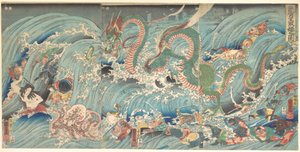 Varastetun jalokiven hakeminen lohikäärmekuninkaan palatsista tekijältä Utagawa Kuniyoshi