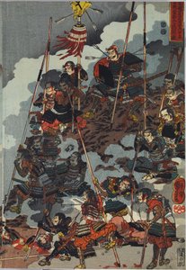 Hän kuva jauheesta ol DB ck p rin t t ri ptych, garden ted Eiroku 4 jeniä 4. syyskuuta Kawanakajima taistelu Yamamoto Kansuke ny? d? Teurastuksen kuva tekijältä Utagawa Kuniyoshi
