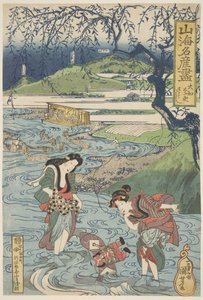 Yamato, Nara: Sarasu, noin 1833 (puupiirros, muste ja väri paperille). tekijältä Utagawa Kuniyoshi