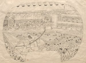 Kabuki-teatterin sisustus. tekijältä Utagawa Sadahide