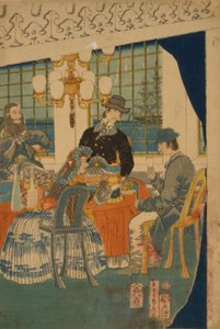 Ulkomaisen kaupallisen talon sali Yokohamassa, 1861 tekijältä Utagawa Sadahide