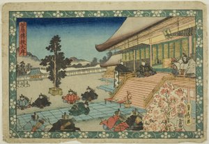 Alkukohtaus (Daijo), sarjasta "Sugawaran salaisuudet (Sugawara denju)". tekijältä Utagawa Sadahide