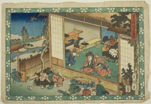 Kylän koulukohtaus (Terakoya), sarjasta "Sugawaran salaisuudet (Sugawara denju)". tekijältä Utagawa Sadahide