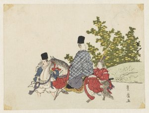 Hovimies hevosen selässä kääntämässä virtaa tekijältä Utagawa Toyohiro