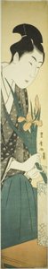 Nuori mies järjestää iirikset maljakossa tekijältä Utagawa Toyohiro