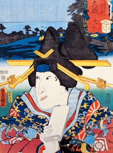 Portrait of Kabuki Theatre Act, Ukiyon taidevedos, Utagawa Toyokuni (1769-1825) Hmm, Edo Perio d tekijältä Utagawa Toyokuni