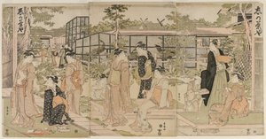 Vieraita Shika Tea Housessa 1790-luvun alussa. tekijältä Utagawa Toyokuni