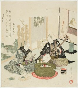 Shamisenin lukeminen ja soittaminen talvella tekijältä Utagawa Toyokuni I
