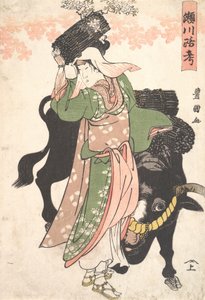Näyttelijä Segawa Roko metsämyyjä Ohara Leading an Ox, n. 1810.