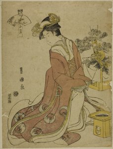 Ensimmäinen kuukausi (Sho gatsu), sarjasta "Fashionable Twelve Months (Furyu junikagetsu)" tekijältä Utagawa Toyokuni I
