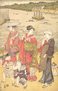 Naiset Takanawa Beachillä, n. 1790-luku. tekijältä Utagawa Toyokuni I